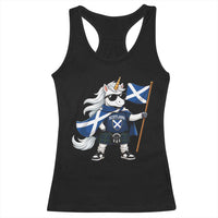 Funny Scotland Unicorn Racerback Tank Top Cool Scottish Unicorn with Kilt Flag Scotland Pride Football Fans