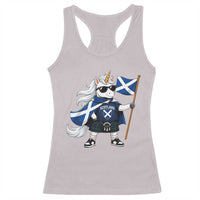 Funny Scotland Unicorn Racerback Tank Top Cool Scottish Unicorn with Kilt Flag Scotland Pride Football Fans