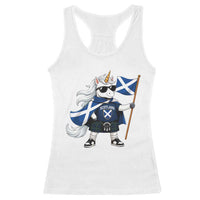 Funny Scotland Unicorn Racerback Tank Top Cool Scottish Unicorn with Kilt Flag Scotland Pride Football Fans