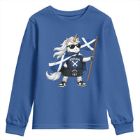 Funny Scotland Unicorn Youth Sweatshirt Cool Scottish Unicorn with Kilt Flag Scotland Pride Football Fans