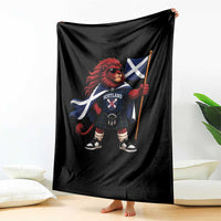 Proud Scotland Rampant Lion Throw Blanket Scottish Flag Red Lion Mascot with Kilt Football Fans