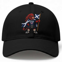 Proud Scotland Rampant Lion Baseball Cap Scottish Flag Red Lion Mascot with Kilt Football Fans
