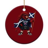 Proud Scotland Rampant Lion Ceramic Ornament Scottish Flag Red Lion Mascot with Kilt Football Fans