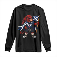 Proud Scotland Rampant Lion Long Sleeve Shirt Scottish Flag Red Lion Mascot with Kilt Football Fans
