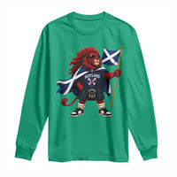 Proud Scotland Rampant Lion Long Sleeve Shirt Scottish Flag Red Lion Mascot with Kilt Football Fans