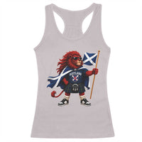 Proud Scotland Rampant Lion Racerback Tank Top Scottish Flag Red Lion Mascot with Kilt Football Fans