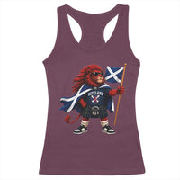 Proud Scotland Rampant Lion Racerback Tank Top Scottish Flag Red Lion Mascot with Kilt Football Fans