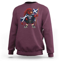 Proud Scotland Rampant Lion Sweatshirt Scottish Flag Red Lion Mascot with Kilt Football Fans