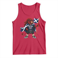 Proud Scotland Rampant Lion Tank Top Scottish Flag Red Lion Mascot with Kilt Football Fans