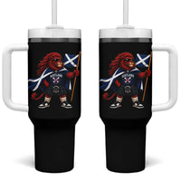 Proud Scotland Rampant Lion Tumbler With Handle Scottish Flag Red Lion Mascot with Kilt Football Fans