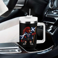 Proud Scotland Rampant Lion Tumbler With Handle Scottish Flag Red Lion Mascot with Kilt Football Fans