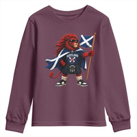 Proud Scotland Rampant Lion Youth Sweatshirt Scottish Flag Red Lion Mascot with Kilt Football Fans