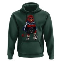 Scotland Rampant Lion Soccer Fan Hoodie Scottish Pride Red Lion in Kilt with Sunglasses Football