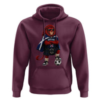 Scotland Rampant Lion Soccer Fan Hoodie Scottish Pride Red Lion in Kilt with Sunglasses Football
