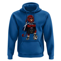 Scotland Rampant Lion Soccer Fan Hoodie Scottish Pride Red Lion in Kilt with Sunglasses Football