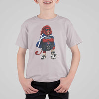Scotland Rampant Lion Soccer Fan T Shirt For Kid Scottish Pride Red Lion in Kilt with Sunglasses Football