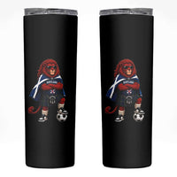 Scotland Rampant Lion Soccer Fan Skinny Tumbler Scottish Pride Red Lion in Kilt with Sunglasses Football