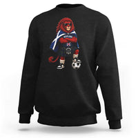 Scotland Rampant Lion Soccer Fan Sweatshirt Scottish Pride Red Lion in Kilt with Sunglasses Football