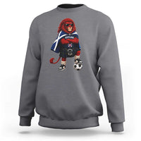 Scotland Rampant Lion Soccer Fan Sweatshirt Scottish Pride Red Lion in Kilt with Sunglasses Football