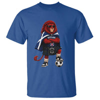 Scotland Rampant Lion Soccer Fan T Shirt Scottish Pride Red Lion in Kilt with Sunglasses Football