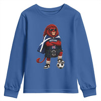 Scotland Rampant Lion Soccer Fan Youth Sweatshirt Scottish Pride Red Lion in Kilt with Sunglasses Football