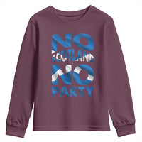 No Scotland No Party Scottish Youth Sweatshirt Retro Scottish Banner Fan Scotland Flag