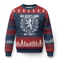 No Scotland No Party Scottish Flag Ugly Christmas Sweater Retro Scotland Rampant Lion