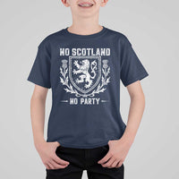 No Scotland No Party Scottish Flag T Shirt For Kid Retro Scotland Rampant Lion