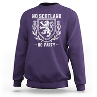 No Scotland No Party Scottish Flag Sweatshirt Retro Scotland Rampant Lion
