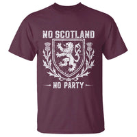 No Scotland No Party Scottish Flag T Shirt Retro Scotland Rampant Lion