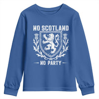 No Scotland No Party Scottish Flag Youth Sweatshirt Retro Scotland Rampant Lion