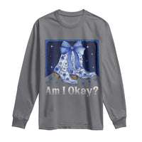 Am I Okay Long Sleeve Shirt Boot Cowgirl Coquette Bow - Wonder Print Shop