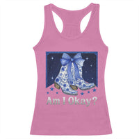 Am I Okay Racerback Tank Top Boot Cowgirl Coquette Bow - Wonder Print Shop
