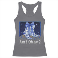 Am I Okay Racerback Tank Top Boot Cowgirl Coquette Bow - Wonder Print Shop