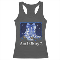 Am I Okay Racerback Tank Top Boot Cowgirl Coquette Bow - Wonder Print Shop