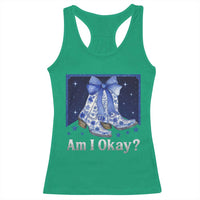 Am I Okay Racerback Tank Top Boot Cowgirl Coquette Bow - Wonder Print Shop