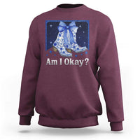Am I Okay Sweatshirt Boot Cowgirl Coquette Bow - Wonder Print Shop