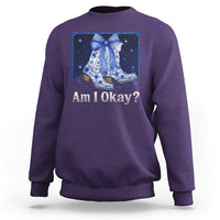 Am I Okay Sweatshirt Boot Cowgirl Coquette Bow - Wonder Print Shop
