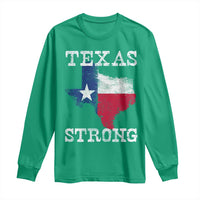 Strong Texas Long Sleeve Shirt Distressed Flag Texan Pride Flood Relief Disaster - Wonder Print Shop