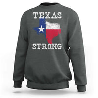 Strong Texas Sweatshirt Distressed Flag Texan Pride Flood Relief Disaster - Wonder Print Shop