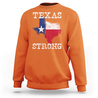 Strong Texas Sweatshirt Distressed Flag Texan Pride Flood Relief Disaster - Wonder Print Shop