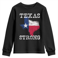 Strong Texas Youth Sweatshirt Distressed Flag Texan Pride Flood Relief Disaster - Wonder Print Shop