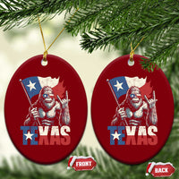 Bigfoot Texas Ceramic Ornament Sasquatch Loves Rock On Hand Texan Texas Flag - Wonder Print Shop