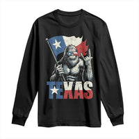 Bigfoot Texas Long Sleeve Shirt Sasquatch Loves Rock On Hand Texan Texas Flag - Wonder Print Shop