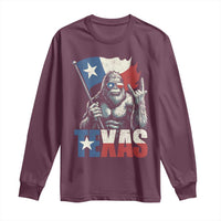 Bigfoot Texas Long Sleeve Shirt Sasquatch Loves Rock On Hand Texan Texas Flag - Wonder Print Shop