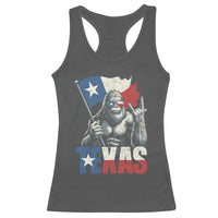 Bigfoot Texas Racerback Tank Top Sasquatch Loves Rock On Hand Texan Texas Flag - Wonder Print Shop