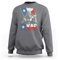 Bigfoot Texas Sweatshirt Sasquatch Loves Rock On Hand Texan Texas Flag - Wonder Print Shop