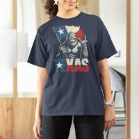 Bigfoot Texas T Shirt For Women Sasquatch Loves Rock On Hand Texan Texas Flag - Wonder Print Shop