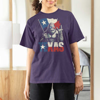 Bigfoot Texas T Shirt For Women Sasquatch Loves Rock On Hand Texan Texas Flag - Wonder Print Shop