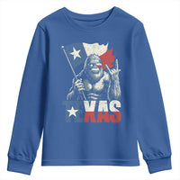 Bigfoot Texas Youth Sweatshirt Sasquatch Loves Rock On Hand Texan Texas Flag - Wonder Print Shop
